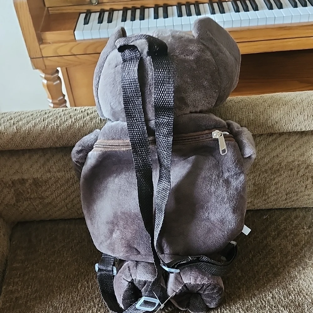 Grey Plush Elephant Bag backpack with adjustable straps and Floppy Ears